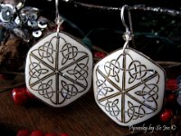 Celtic Triangles Earrings Pysanky Eggshell Jewelry by So Jeo : pysanky pysanka ukrainian easter egg batik art eggshell jewelry pendants earrings drop dangle etched flowers gift women accessories accessory pendant necklace bail crystal finding sterling silver filled sojeo flowers celtic purple white red pink brown green purple orange cream burgundy magenta teal turqoise crows crow blue black so jeo art handmade